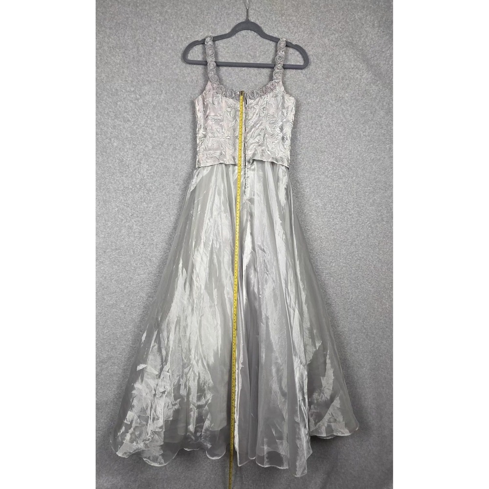 Aspeed USA Dress Womens 4 Silver Floral Embroidered Ball Gown Formal Shawl Prom - Picture 16 of 16